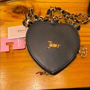 NWT Juicy Couture Black and Gold Mini Heart Belt Bag